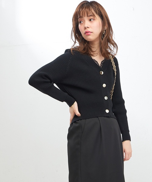 natural couture(ナチュラルクチュール)の「もちもちリブカーディガン(カーディガン/ボレロ・レディース・アイボリー/ブラック/サックスブルー/ピンク/ピンクベージュ・FREE)」の11枚目の写真
