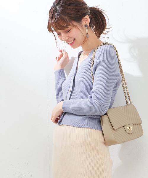 natural couture(ナチュラルクチュール)の「もちもちリブカーディガン(カーディガン/ボレロ・レディース・アイボリー/ブラック/サックスブルー/ピンク/ピンクベージュ・FREE)」の17枚目の写真