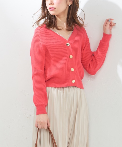 natural couture(ナチュラルクチュール)の「もちもちリブカーディガン(カーディガン/ボレロ・レディース・アイボリー/ブラック/サックスブルー/ピンク/ピンクベージュ・FREE)」の20枚目の写真