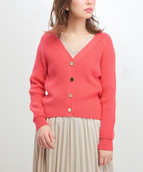 natural couture(ナチュラルクチュール)の「もちもちリブカーディガン(カーディガン/ボレロ・レディース・アイボリー/ブラック/サックスブルー/ピンク/ピンクベージュ・FREE)」の15枚目の写真