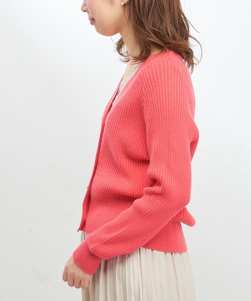 natural couture(ナチュラルクチュール)の「もちもちリブカーディガン(カーディガン/ボレロ・レディース・アイボリー/ブラック/サックスブルー/ピンク/ピンクベージュ・FREE)」の18枚目の写真