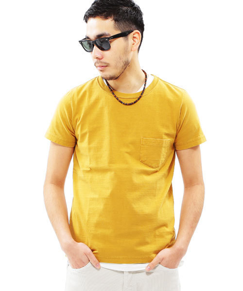 REMI RELIEF（レミレリーフ）の「 ◇REMI RELIEF / ポケットTシャツ（Tシャツ/カットソー・メンズ・ホワイト/ブラック/イエロー系その他/ネイビー/レッド系その他/ブルー系その他/グリーン/グレー/オリーブ・MEDIUM/X-LARGE/SMALL/LARGE）」の8枚目の写真