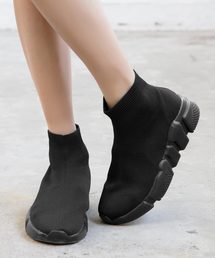 厚底ストレッチニットスニーカー