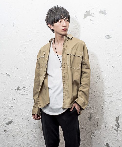 MinoriTY（マイノリティ）の「ステッチオーバーサイズドルマンシャツ長袖（シャツ/ブラウス・メンズ・ブラック/ベージュ/ネイビー・M/L）」の3枚目の写真