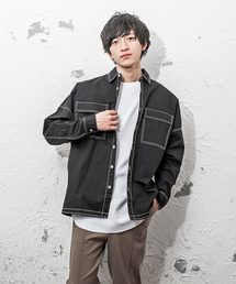 ステッチオーバーサイズドルマンシャツ長袖