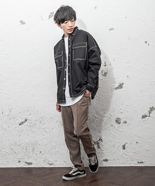 MinoriTY（マイノリティ）の「ステッチオーバーサイズドルマンシャツ長袖（シャツ/ブラウス・メンズ・ブラック/ベージュ/ネイビー・M/L）」の9枚目の写真