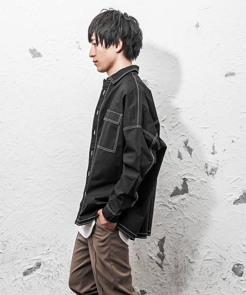MinoriTY（マイノリティ）の「ステッチオーバーサイズドルマンシャツ長袖（シャツ/ブラウス・メンズ・ブラック/ベージュ/ネイビー・M/L）」の11枚目の写真