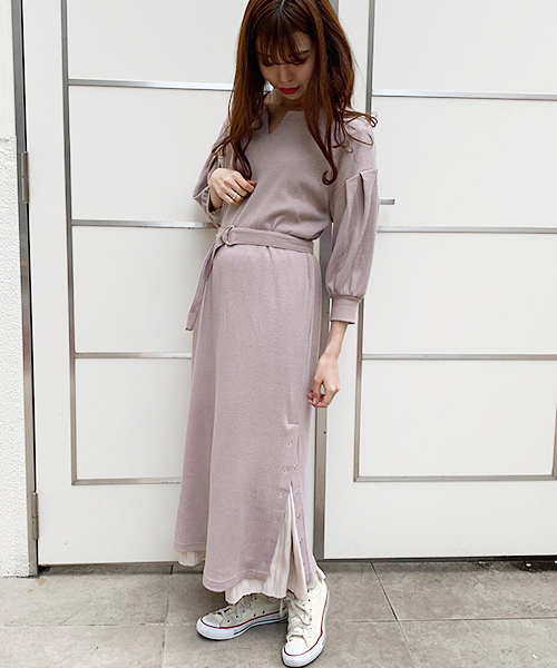 apres jour（アプレジュール）の「キーネックワッフルワンピース【ZOZOTOWN限定アイテム】（ワンピース・レディース・ラベンダー/ベージュ/ブラック・フリー）」の11枚目の写真