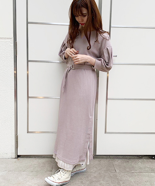 apres jour（アプレジュール）の「キーネックワッフルワンピース【ZOZOTOWN限定アイテム】（ワンピース・レディース・ラベンダー/ベージュ/ブラック・フリー）」の12枚目の写真