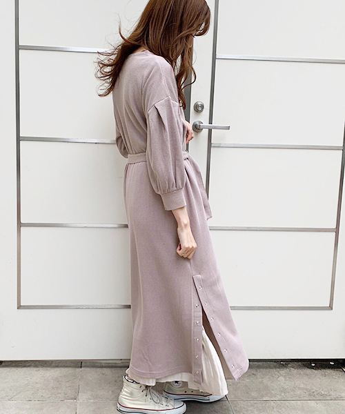 apres jour（アプレジュール）の「キーネックワッフルワンピース【ZOZOTOWN限定アイテム】（ワンピース・レディース・ラベンダー/ベージュ/ブラック・フリー）」の13枚目の写真