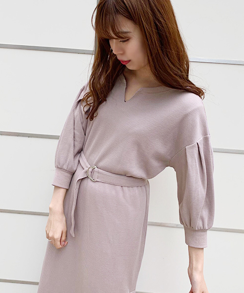 apres jour（アプレジュール）の「キーネックワッフルワンピース【ZOZOTOWN限定アイテム】（ワンピース・レディース・ラベンダー/ベージュ/ブラック・フリー）」の15枚目の写真