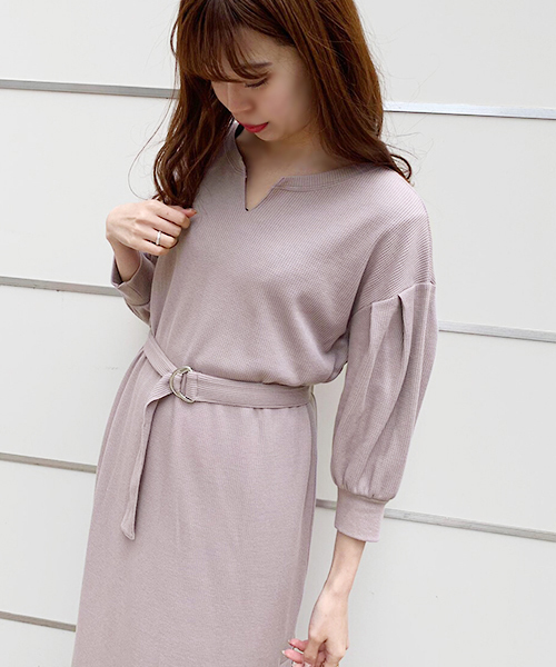 apres jour（アプレジュール）の「キーネックワッフルワンピース【ZOZOTOWN限定アイテム】（ワンピース・レディース・ラベンダー/ベージュ/ブラック・フリー）」の16枚目の写真