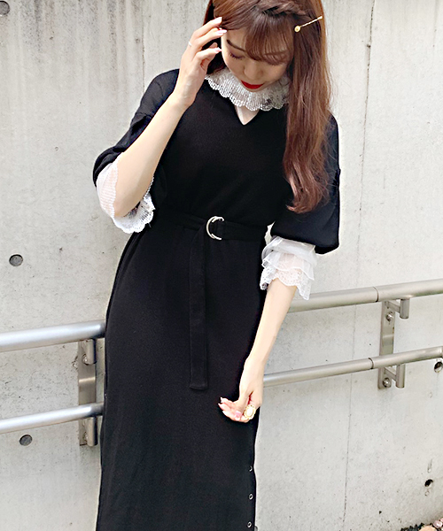 apres jour（アプレジュール）の「キーネックワッフルワンピース【ZOZOTOWN限定アイテム】（ワンピース・レディース・ラベンダー/ベージュ/ブラック・フリー）」の6枚目の写真