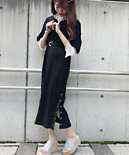 apres jour（アプレジュール）の「キーネックワッフルワンピース【ZOZOTOWN限定アイテム】（ワンピース・レディース・ラベンダー/ベージュ/ブラック・フリー）」の5枚目の写真