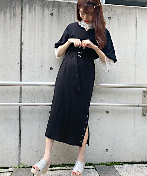 apres jour（アプレジュール）の「キーネックワッフルワンピース【ZOZOTOWN限定アイテム】（ワンピース・レディース・ラベンダー/ベージュ/ブラック・フリー）」の4枚目の写真