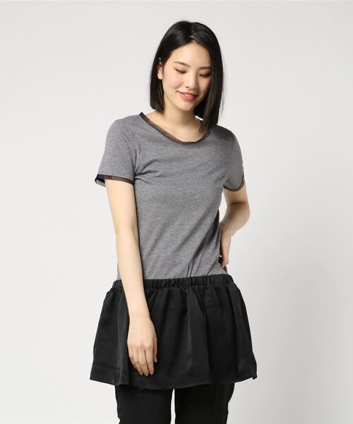 LuuNa（ルーナ）の「616098 チュニック（チュニック・レディース・チャコールグレー/ベージュ/ホワイト×ブルー/ホワイト×ネイビー/グレー×ホワイト・38）」の4枚目の写真