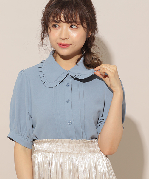 apres jour（アプレジュール）の「ベーシックフリルブラウス【ZOZOTOWN限定アイテム】（シャツ/ブラウス・レディース・ブラック/ベージュ/オフホワイト/ブルー/スモークピンク・フリー）」の4枚目の写真