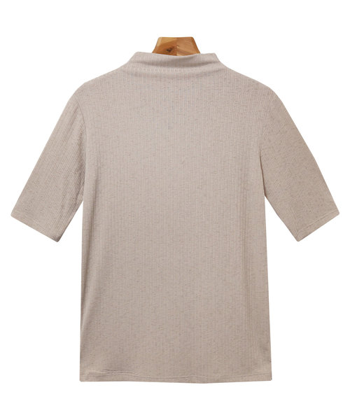 andme(アンドミー)の「リブストレッチ半袖ボトルネックTシャツ(Tシャツ/カットソー・レディース・ブラック/ネイビー/オフホワイト/カーキ/グレー系その他・M/L)」の16枚目の写真