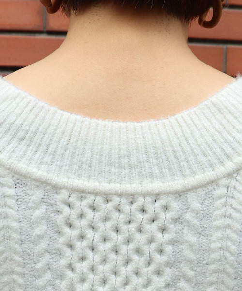 tiptop（ティップトップ）の「<pocket>【ZOZO限定アイテム】ウール混ケーブルVネックプルオーバー（ニット/セーター・レディース・ブラック/ベージュ/アイボリー・FREE）」の17枚目の写真