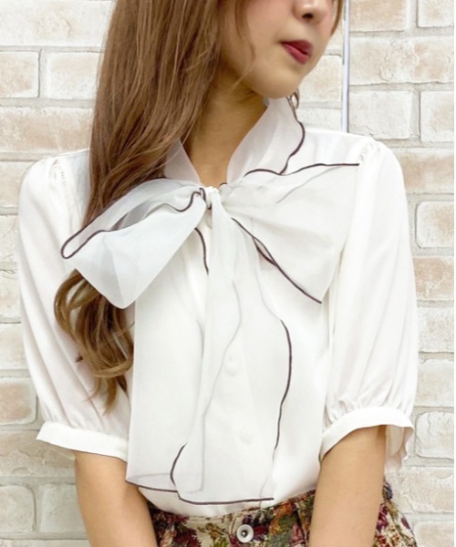 apres jour（アプレジュール）の「オーガンジーボウタイブラウス【ZOZOTOWN限定アイテム】（シャツ/ブラウス・レディース・ブラック/オフホワイト/その他・フリー）」の6枚目の写真