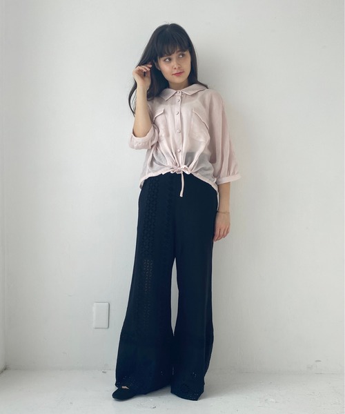 Heather（ヘザー）の「ボリュームショートシャツショートスリーブ 887240（シャツ/ブラウス・レディース・ブラック/ホワイト系その他/ブルー系その他/ピンク系その他・FREE）」の11枚目の写真