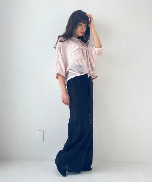 Heather（ヘザー）の「ボリュームショートシャツショートスリーブ 887240（シャツ/ブラウス・レディース・ブラック/ホワイト系その他/ブルー系その他/ピンク系その他・FREE）」の10枚目の写真