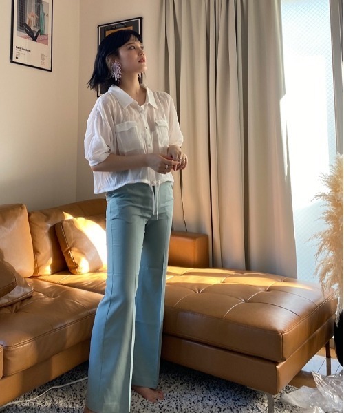 Heather（ヘザー）の「ボリュームショートシャツショートスリーブ 887240（シャツ/ブラウス・レディース・ブラック/ホワイト系その他/ブルー系その他/ピンク系その他・FREE）」の5枚目の写真