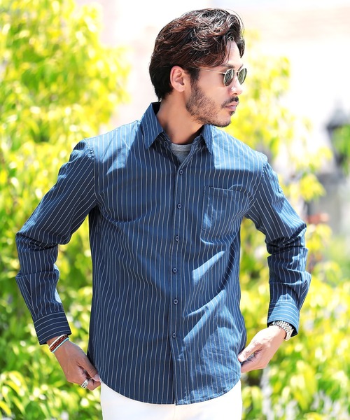 roshell（ロシェル）の「ストレッチ ブロードレギュラー 無地 長袖シャツ（シャツ/ブラウス・メンズ・ブラック/ホワイト/ホワイト系その他/ライトピンク/ネイビー/ブルー系その他/ライトブルー/ブルー系その他2・SMALL/MEDIUM/LARGE/X-LARGE）」の6枚目の写真