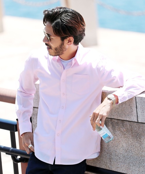 roshell（ロシェル）の「ストレッチ ブロードレギュラー 無地 長袖シャツ（シャツ/ブラウス・メンズ・ブラック/ホワイト/ホワイト系その他/ライトピンク/ネイビー/ブルー系その他/ライトブルー/ブルー系その他2・SMALL/MEDIUM/LARGE/X-LARGE）」の8枚目の写真