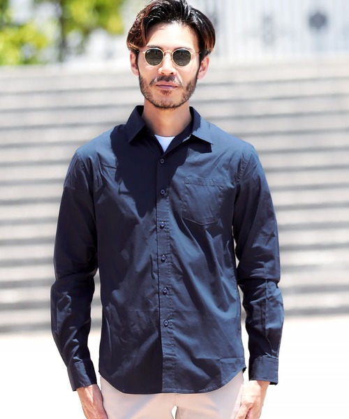 roshell（ロシェル）の「ストレッチ ブロードレギュラー 無地 長袖シャツ（シャツ/ブラウス・メンズ・ブラック/ホワイト/ホワイト系その他/ライトピンク/ネイビー/ブルー系その他/ライトブルー/ブルー系その他2・SMALL/MEDIUM/LARGE/X-LARGE）」の9枚目の写真