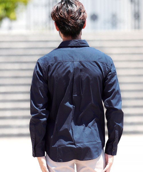 roshell（ロシェル）の「ストレッチ ブロードレギュラー 無地 長袖シャツ（シャツ/ブラウス・メンズ・ブラック/ホワイト/ホワイト系その他/ライトピンク/ネイビー/ブルー系その他/ライトブルー/ブルー系その他2・SMALL/MEDIUM/LARGE/X-LARGE）」の11枚目の写真