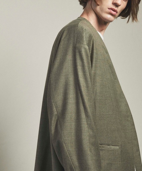 MAISON SPECIAL（メゾンスペシャル）の「《ユニセックスアイテム》ウールプライムオーバーノーカラージャケット 【MAISON SPECIAL/メゾンスペシャル】■セットアップ対応■（ノーカラージャケット・メンズ・ベージュ/カーキ/ブラック・0/2/1）」の10枚目の写真