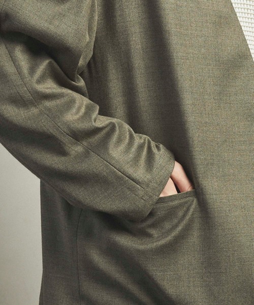 MAISON SPECIAL（メゾンスペシャル）の「《ユニセックスアイテム》ウールプライムオーバーノーカラージャケット 【MAISON SPECIAL/メゾンスペシャル】■セットアップ対応■（ノーカラージャケット・メンズ・ベージュ/カーキ/ブラック・0/2/1）」の11枚目の写真