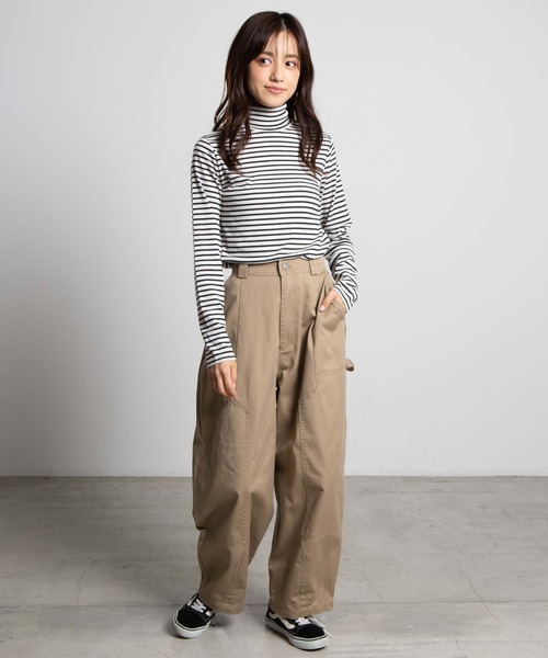 WEGO(ウィゴー)の「WEGO/ボーダータートルネックロンT(Tシャツ/カットソー・レディース・ホワイト系その他5/ブラック系その他5・FREE)」の4枚目の写真