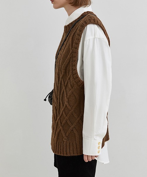Fano Studios(ファノ ストゥディオズ)の「【Fano Studios】Cable knit vest FD20S033(ベスト・レディース・ブラウン・S/M/L)」の7枚目の写真