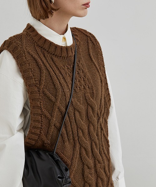 Fano Studios(ファノ ストゥディオズ)の「【Fano Studios】Cable knit vest FD20S033(ベスト・レディース・ブラウン・S/M/L)」の8枚目の写真