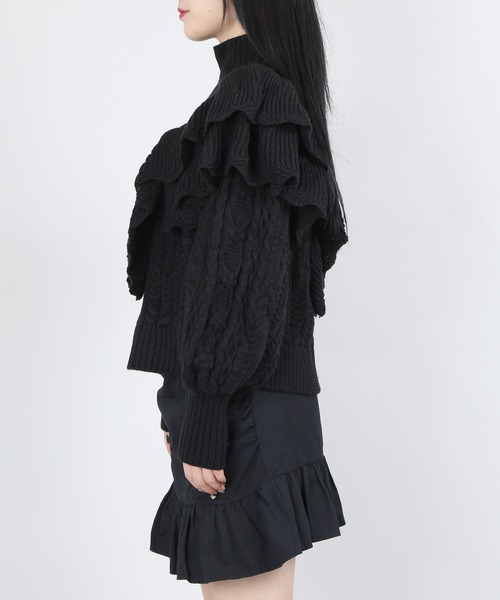 WC（ダブル シー）の「WC/フリルボリュームニット（ニット/セーター・レディース・ホワイト/ブラック・FREE）」の8枚目の写真