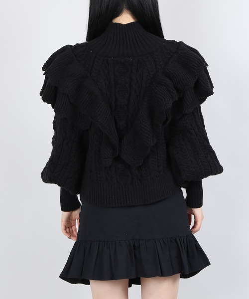 WC（ダブル シー）の「WC/フリルボリュームニット（ニット/セーター・レディース・ホワイト/ブラック・FREE）」の7枚目の写真