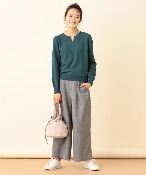 ANY SIS(エニィスィス)の「【洗える】ヘリンボン ワイドパンツ(その他パンツ・レディース・ブラック系/ダークブラウン系・3/1/2)」の3枚目の写真