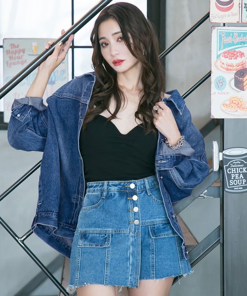Newlyme(ニューリーミー)の「デニムジャケット(デニムジャケット・レディース・ブルー/サックスブルー/ホワイト/ブラック・M-L/S-M)」の19枚目の写真