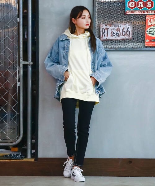 Newlyme(ニューリーミー)の「デニムジャケット(デニムジャケット・レディース・ブルー/サックスブルー/ホワイト/ブラック・M-L/S-M)」の20枚目の写真