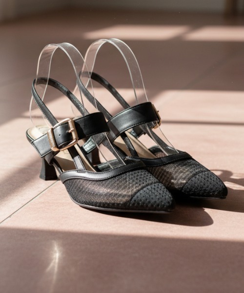 VIVIAN（ヴィヴィアン）の「ポインテッドトゥスリングバックパンプス（パンプス・レディース・クリアブラック/E/ストーン/トリコロール/ナチュラル/ブラック/アイボリー・M/S/L/LL）」の3枚目の写真