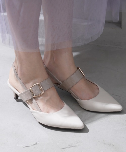 VIVIAN（ヴィヴィアン）の「ポインテッドトゥスリングバックパンプス（パンプス・レディース・クリアブラック/E/ストーン/トリコロール/ナチュラル/ブラック/アイボリー・M/S/L/LL）」の8枚目の写真