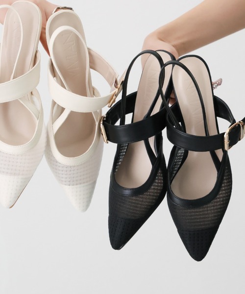 VIVIAN（ヴィヴィアン）の「ポインテッドトゥスリングバックパンプス（パンプス・レディース・クリアブラック/E/ストーン/トリコロール/ナチュラル/ブラック/アイボリー・M/S/L/LL）」の20枚目の写真