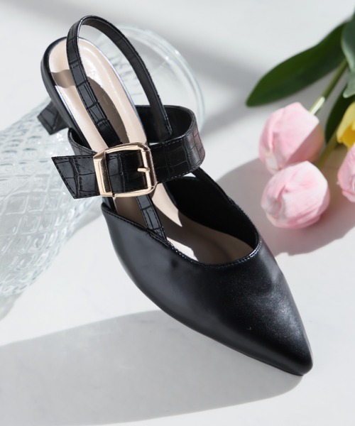 VIVIAN（ヴィヴィアン）の「ポインテッドトゥスリングバックパンプス（パンプス・レディース・クリアブラック/E/ストーン/トリコロール/ナチュラル/ブラック/アイボリー・M/S/L/LL）」の16枚目の写真