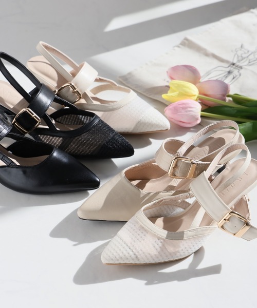 VIVIAN（ヴィヴィアン）の「ポインテッドトゥスリングバックパンプス（パンプス・レディース・クリアブラック/E/ストーン/トリコロール/ナチュラル/ブラック/アイボリー・M/S/L/LL）」の19枚目の写真