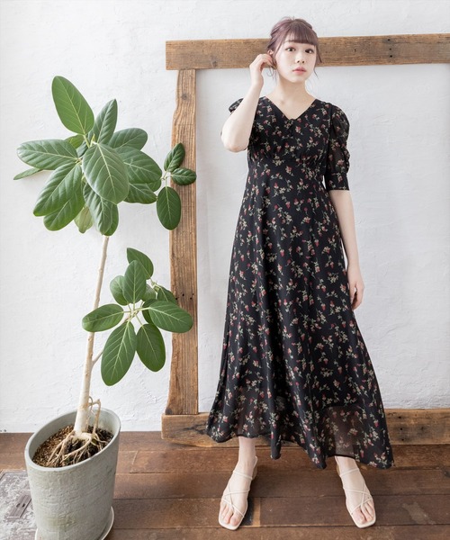 clear（クリア）の「5分袖花柄ワンピース（ワンピース）」 - WEAR
