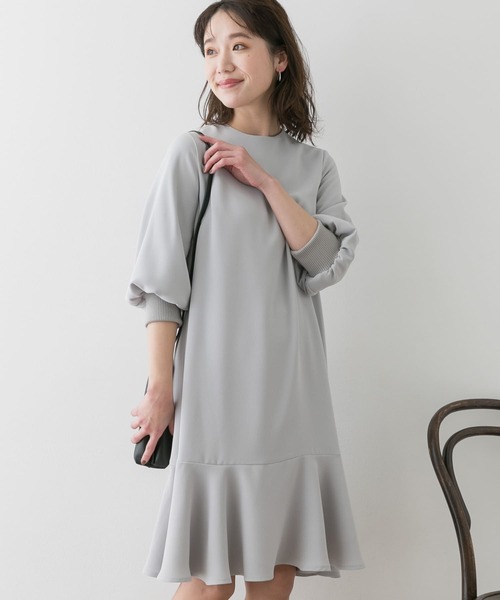 F by ROSSO（エフバイロッソ）の「F by ROSSO　ジョーゼット裾フレアワンピース∴（ワンピース・レディース・ライトグレー/ベージュ/ネイビー・FREE）」の13枚目の写真