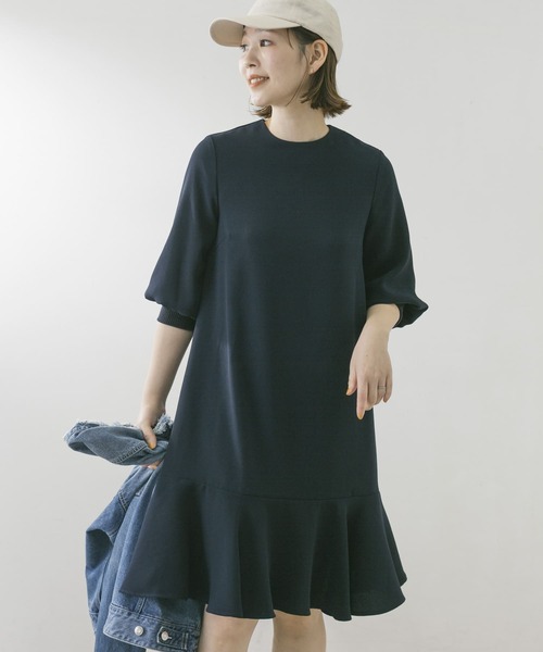 F by ROSSO（エフバイロッソ）の「F by ROSSO　ジョーゼット裾フレアワンピース∴（ワンピース・レディース・ライトグレー/ベージュ/ネイビー・FREE）」の18枚目の写真