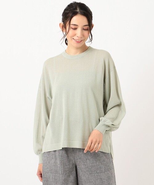 ANY(エニィ)の「【LEE3月号掲載商品】シアーニット プルオーバー(ニット/セーター・レディース・ブルー系/グリーン系/ライトグレー系/イエロー系・F)」の3枚目の写真